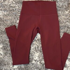 Lululemon High Waisted Burgundy Leggings 28in